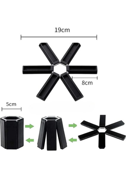 Katlanabilir Siyah Silikon Tencere Altlığı, Isıya Dayanıklı ve Kaydırmaz Özellikli fırsatları