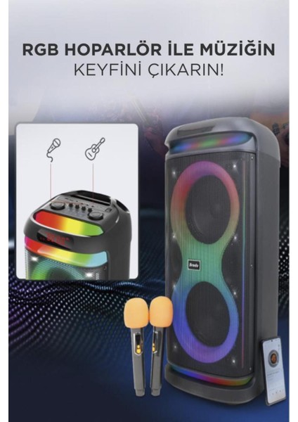 BTS-1993 Siyah Rgb Ledli Mikrofonlu Kumandalı Bluetooth Hoparlör Parti Speaker fiyatları