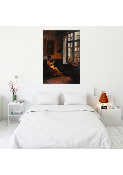 Johannes Vermeer Kadın Gitar Çalan Duvar Dekorasyonu - Ev Dekorasyonu Duvar Sanatı Kanvas Tablo fiyatları