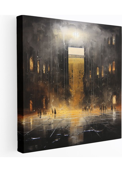 Kaaba Modern Kanvas Tablo - Kaaba Duvar Dekorasyonu Soyut Temsil Duvar Sanatı