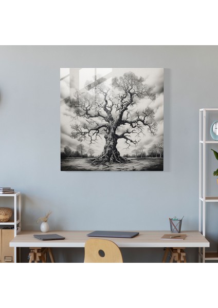 Hayat Ağacı Duvar Sanatı - Gerçekçi Kömür Çizimi - Ev Dekorasyonu - Hayat Ağacı Duvar Dekorasyonu Ev Dekorasyonu fiyatları