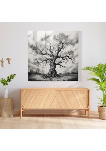 Hayat Ağacı Duvar Sanatı - Gerçekçi Kömür Çizimi - Ev Dekorasyonu - Hayat Ağacı Duvar Dekorasyonu Ev Dekorasyonu modelleri