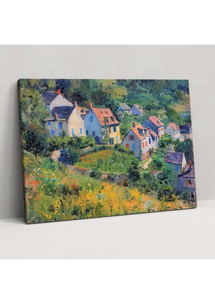 Claude Monet'in Renkli Köy Manzarası Kanvas Tablosu - Duvar Sanatı Ev Dekorasyonu