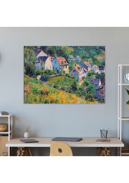Claude Monet'in Renkli Köy Manzarası Kanvas Tablosu - Duvar Sanatı Ev Dekorasyonu fiyatları