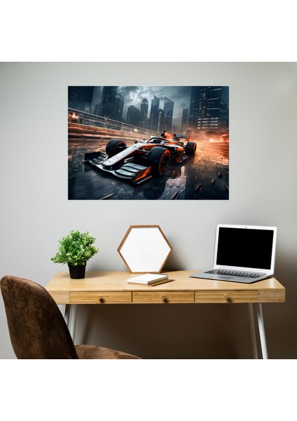 Formula 1 Duvar Dekorasyonu - Gelecekten Gelen Dijital Sanat Kanvas Tablo - Formula 1 Arabaları Için Duvar Sanatı modelleri