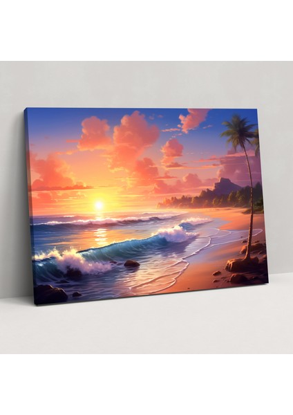 Plaj Huzuru Duvar Tablosu - Hipnoz Tranquil Plaj Günbatımında Ev Dekorasyonu