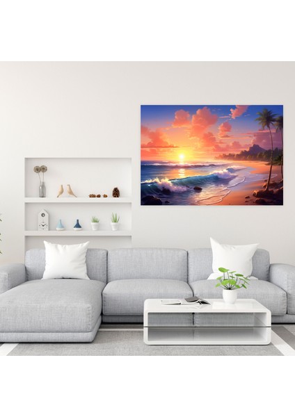Plaj Huzuru Duvar Tablosu - Hipnoz Tranquil Plaj Günbatımında Ev Dekorasyonu fiyatları