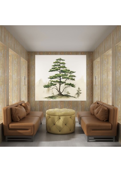 Yeşil Çam Duvar Dekorasyonu - Yeşil Çam Kanvas Tablo Sanatı Minimalist Sanat Eseri Geleneksel Japon Mürekkep Tablosu modelleri