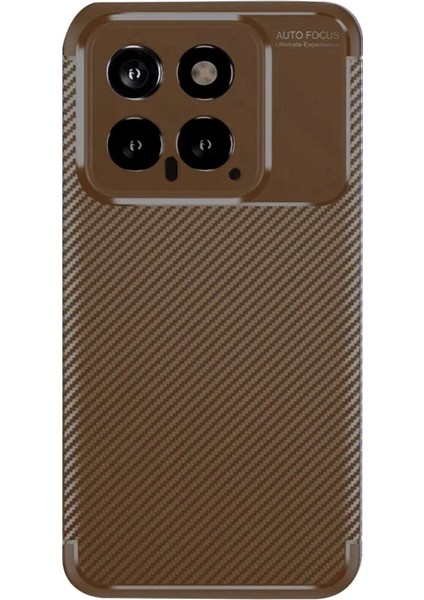Newface Xiaomi Mi 14T Kılıf Auto Focus Karbon Kapak - Kahverengi