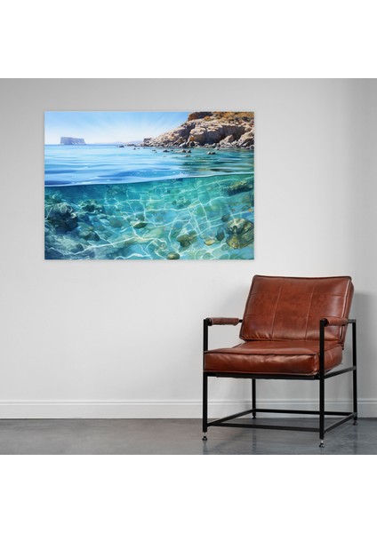 Santorini Manzaralı Deniz Resmi - Kanvas Tablo Santorini Kristal Berraklığındaki Sular Ev Dekorasyonu fiyatları