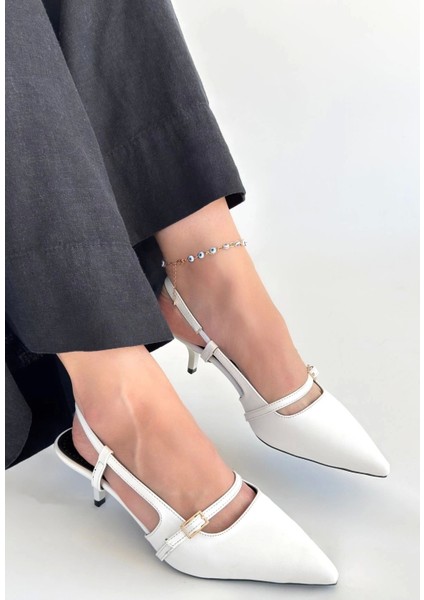 Darina Beyaz Cilt Topuklu Ayakkabı modelleri