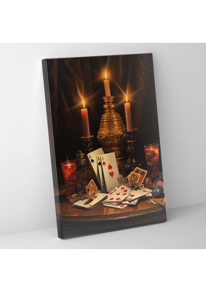 Oyun Kartları Kanvas Tablo - Stratejik Aydınlatma Gerilim ve Heyecan Duvar Dekorasyonu