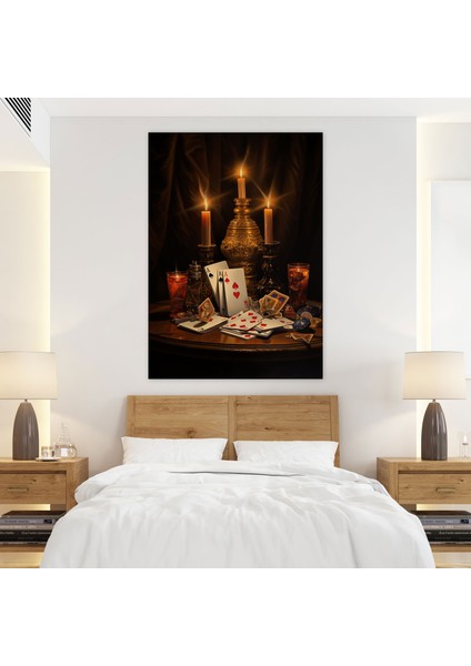 Oyun Kartları Kanvas Tablo - Stratejik Aydınlatma Gerilim ve Heyecan Duvar Dekorasyonu fiyatları