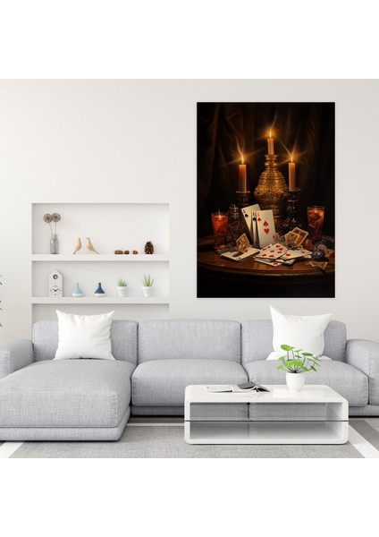 Oyun Kartları Kanvas Tablo - Stratejik Aydınlatma Gerilim ve Heyecan Duvar Dekorasyonu modelleri
