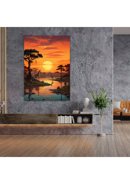 Afro Doğa Kanvas Tablo - Afrika Afrika Vahşi Yaşam Duvar Dekorasyonu Huzurlu Sanat Eseri modelleri