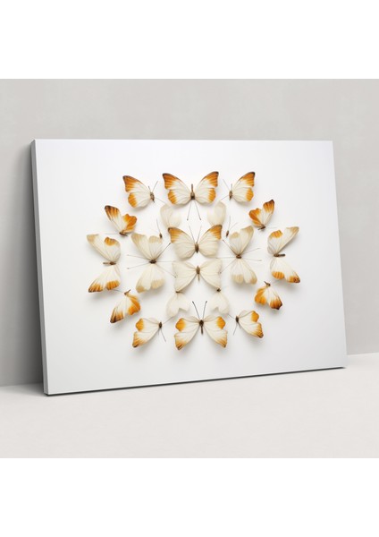 Simetrik Kurutulmuş Kelebekler Duvar Sanatı - Ev Dekorasyonu Kanvas Tablo