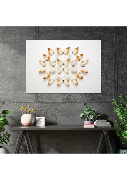 Simetrik Kurutulmuş Kelebekler Duvar Sanatı - Ev Dekorasyonu Kanvas Tablo modelleri