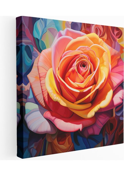 Canlı Gül Desenli Kanvas Tablo