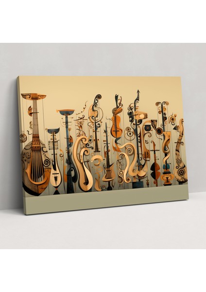 Orta Taş Devri Müzik Aletleri Kanvas Tablo - Orta Taş Devri Duvar Sanatı Kanvas Duvar Sanatı