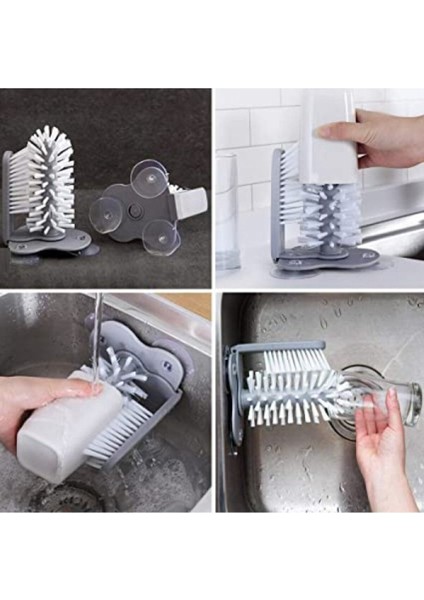 Kırmızı Vantuzlu Elde Bulaşık Yıkama Fırçası