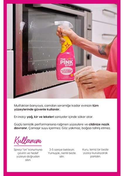 Mucizevi Çok Amaçlı Temizleme Spreyi - 750 ml, Kokusuz, Vegan, Sert Yüzeyler için Yağ ve Kir Çözücü