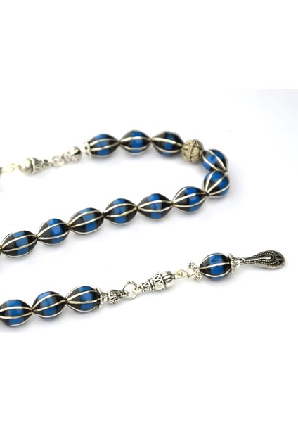 Galalith ve Oltu Taşı Arpa Kesim Karpuz Dilim Gümüş Işleme Zaza Tespih