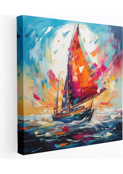 Yelkenli Kanvas Tablo - Soyut Macera - Duvar Sanatı - Yelkenli Macera Ruhu Kanvas Soyut Sanat