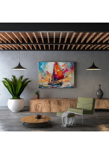 Yelkenli Kanvas Tablo - Soyut Macera - Duvar Sanatı - Yelkenli Macera Ruhu Kanvas Soyut Sanat fiyatları