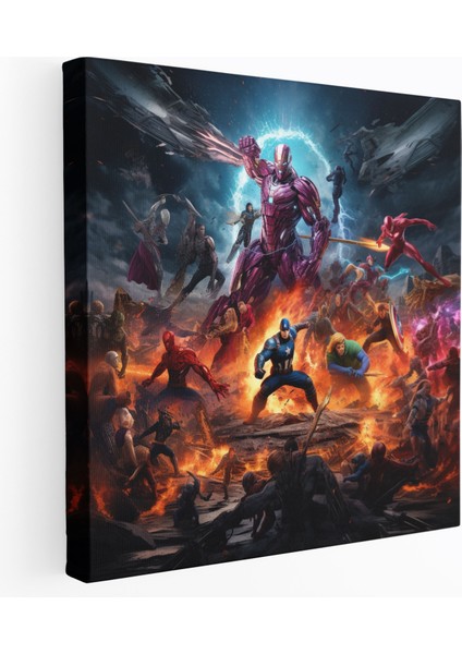 Marvel Duvardaki Dekorasyon - Epik Savaş Sahnesi - Marvel Evreni Dijital Illüstrasyon Güç