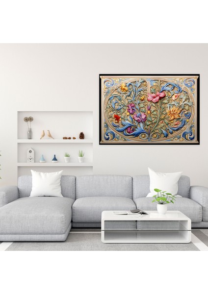 Ortaçağ Duvar Dekorasyonu: El Çizim Aydınlatmalı Manüskript Kanvas Tablo - Ortaçağ Sanat Meraklıları Detaylı Çiçek Motifleri Renkli Baş Harfler fiyatları