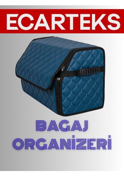 Oto Bagaj Organizeri Kapitone Deri Çanta Petrol Mavisi