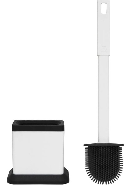 Siyah Klozet Temizleme Fırçası ve Silikon Tutucu Seti