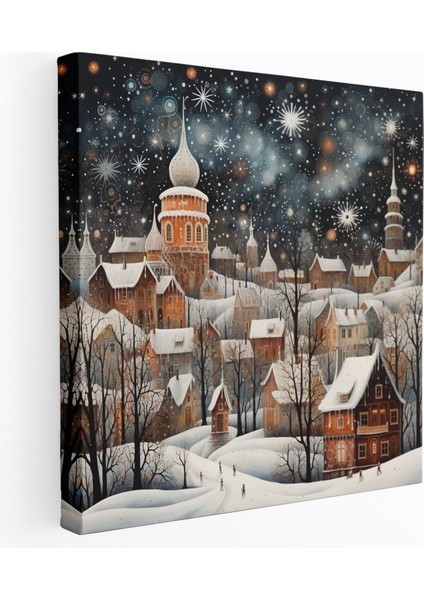 Kış Kar Taneleri Kanvas Tablo - Kış Harika Duvar Dekorasyonu Mutluluk