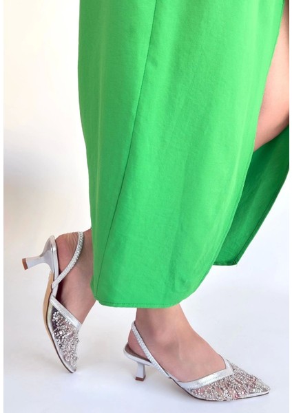 Toyi Gümüş Saten Topuklu Ayakkabı fiyatları