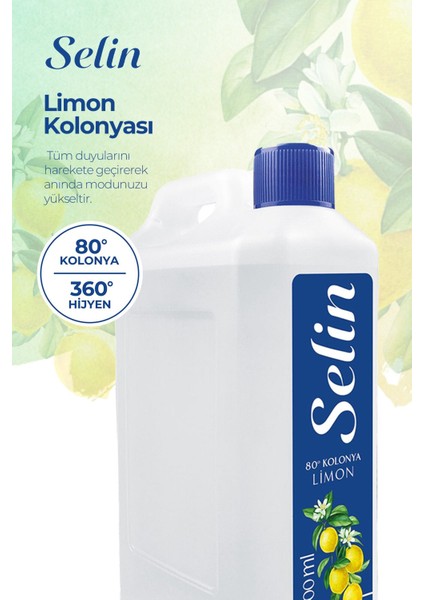 Limon Kokulu Dökme Kolonya 900 ml (2 Adet) - 80 Derece, Hediyelik Plastik Bidon, Ferahlatıcı Etki indirimleri