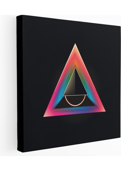 Pink Floyd Duvar Sanatı - Minimalist Prizma Kanvas Tablo - Sofistike Siyah Arka Plan