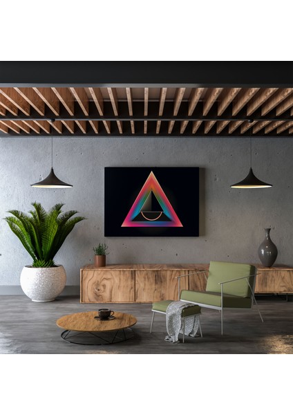 Pink Floyd Duvar Sanatı - Minimalist Prizma Kanvas Tablo - Sofistike Siyah Arka Plan fiyatları