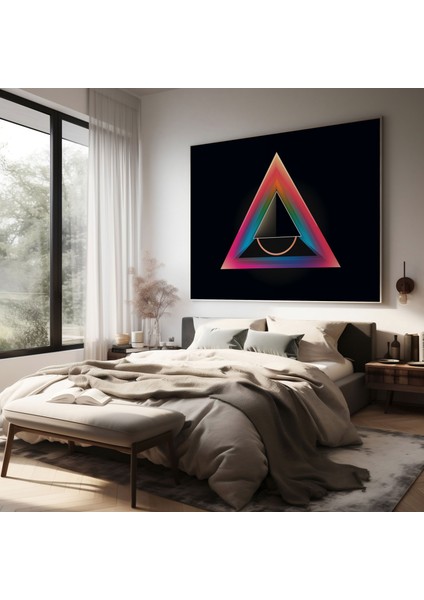 Pink Floyd Duvar Sanatı - Minimalist Prizma Kanvas Tablo - Sofistike Siyah Arka Plan modelleri
