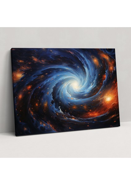 Kozmik Galaksi Yağlı Boya Tablosu - Dünya Kozmik Manzara Duvar Dekorasyonu Dönen Galaksiler