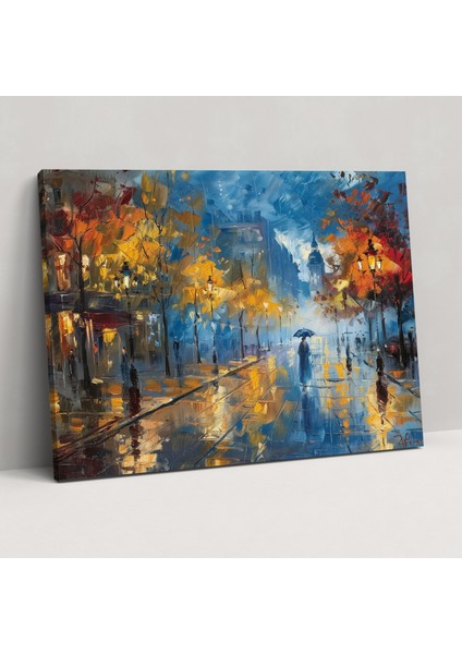 Leonid Afremov Yağmurlu Sokak Kanvas Tablo - Ev Dekorasyonu Kanvas Tablo