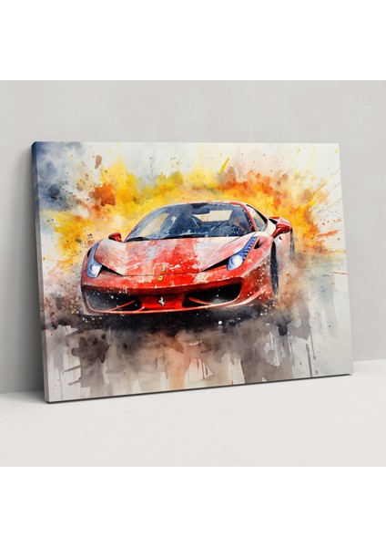 Ferrari Suluboya Duvar Sanatı - Ferrari Suluboya Başyapıtı Kanvas Tablo Duvar Sanatı