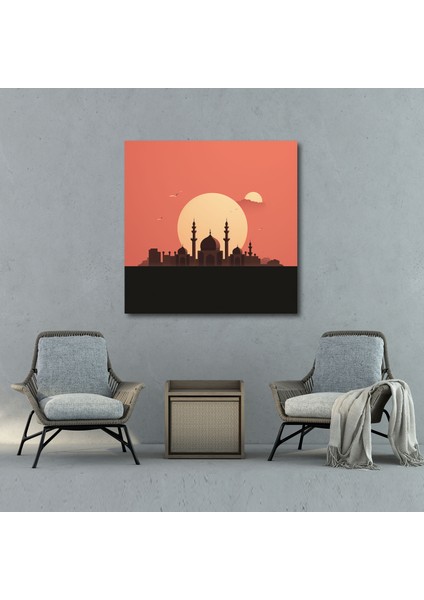 Kutsal Kur'an Duvar Süsü - Cami Silueti - Kutsal Kur'an Cami Silueti Kanvas Tablo Duvar Süsü fiyatları