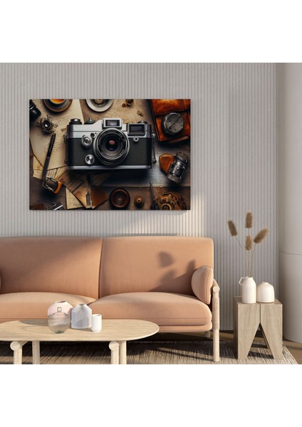 Retro Kanvas Tablo: Vintage Kamera - Retro Fotoğrafçılık Aksesuarları modelleri