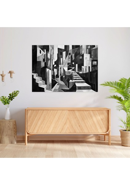 Monokrom Kübizm Kent Manzarası Duvar Sanatı - Pablo Picasso Kanvas Tablo fiyatları