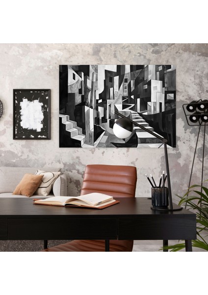 Monokrom Kübizm Kent Manzarası Duvar Sanatı - Pablo Picasso Kanvas Tablo modelleri