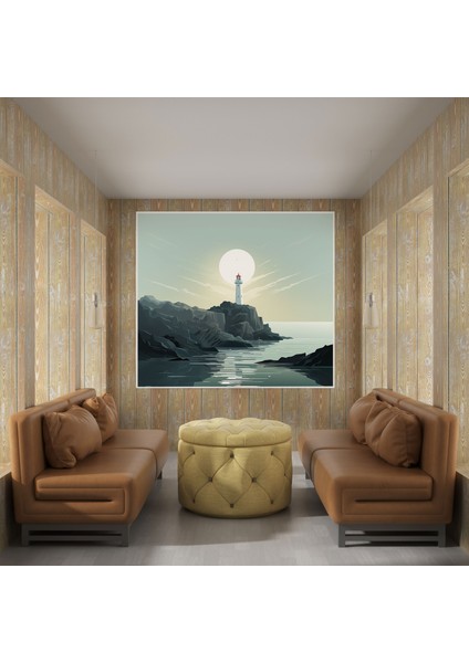 Deniz Manzaralı Kanvas Tablo - Minimalist Deniz Feneri - Duvar Sanatı Duvar Dekorasyonu fiyatları