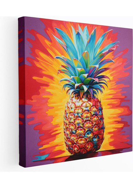 Canlı Ananas Duvar Sanatı - Ananas Enerji Kanvas Zıt Arka Plan