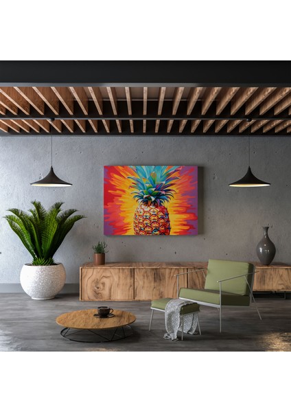 Canlı Ananas Duvar Sanatı - Ananas Enerji Kanvas Zıt Arka Plan modelleri