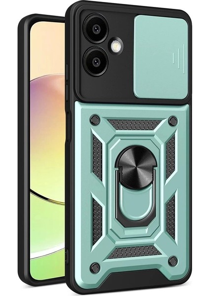 Newface Samsung Galaxy A06 Kılıf Pars Lens Yüzüklü Silikon - Yeşil