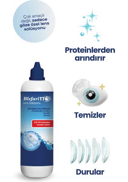 Bleffaritto Lens Solüsyonu 360 ml 3'lü Set+Tto 60 ml Çantaboy Lens Solüsyonu Hediye